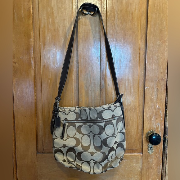 COACH Signature C Monogram Crossbody Brown & Tan Shoulder Bag - Picture 2 of 13